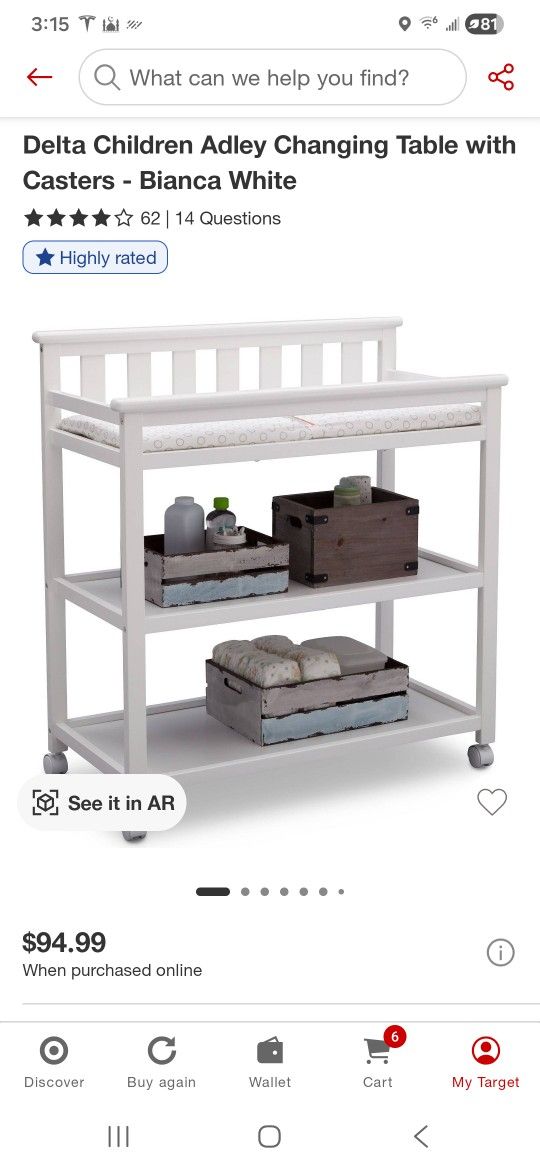 NEW WITHOUT BOX Delta Baby Changing Table With Pad