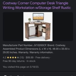 Costway Corner Computer Desk