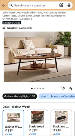 Mid-Century Modern Oval Coffee Table – Wood & Black Metal