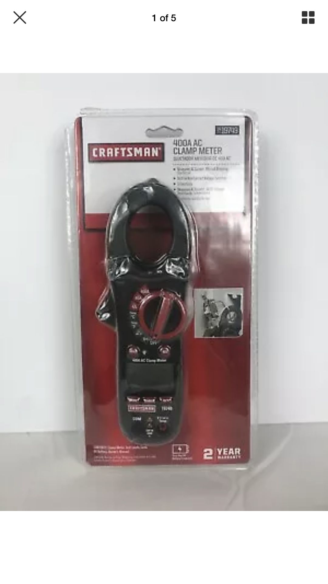 Craftsman 400A AC Clamp Meter Test Leads 9V Battery Auto-Ranging Digital Measure