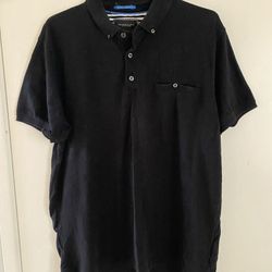 Denim & Flower Rick Singh Men’s Black Polo  Shirt With Pocket - Size Extra Large - Used Great Condition 