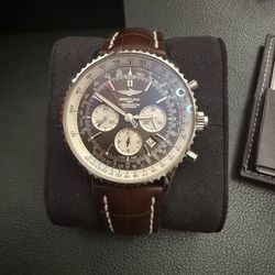 Breitling Navitimer Chronograph 42mm Black Dial Brown Leather Strap A23322