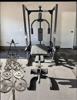 Home gym 240lbs Olympic weights bench weight tree