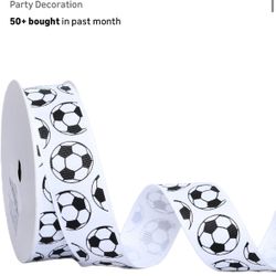 YAMA Soccer Ball Ribbon, 7/8 Inch 10 Yards, Grosgrain Sports Ribbon for Crafts Hair Bows Gift Wrapping Team Party Decoration