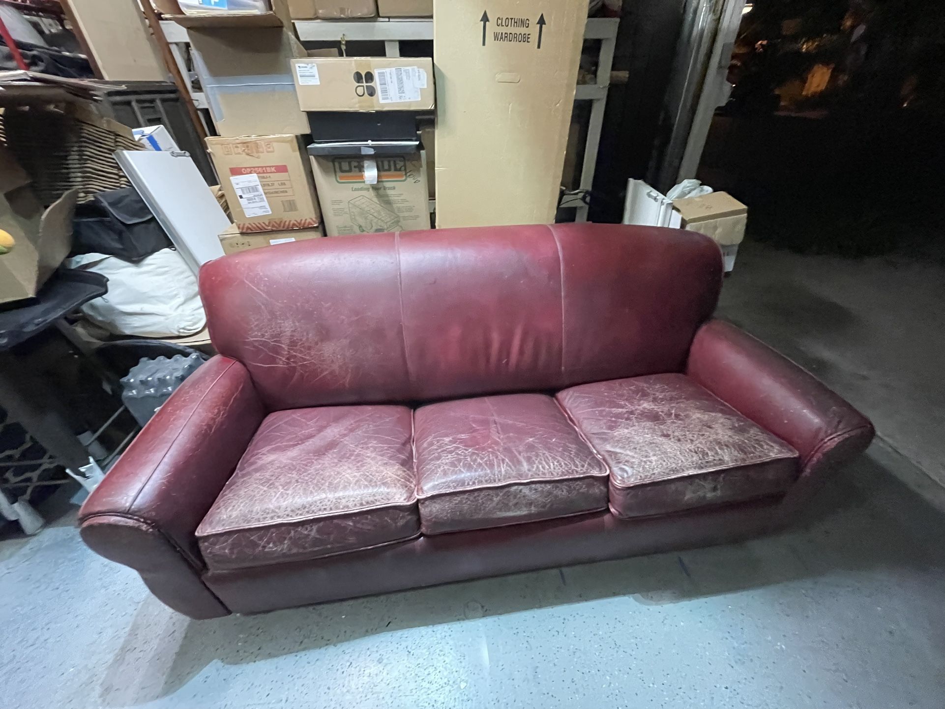 Leather BarcaLounger Couch - Pull out bed
