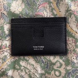 TOM FORD Mens T- Line Grained Leather Card Holder . Made In Italy.