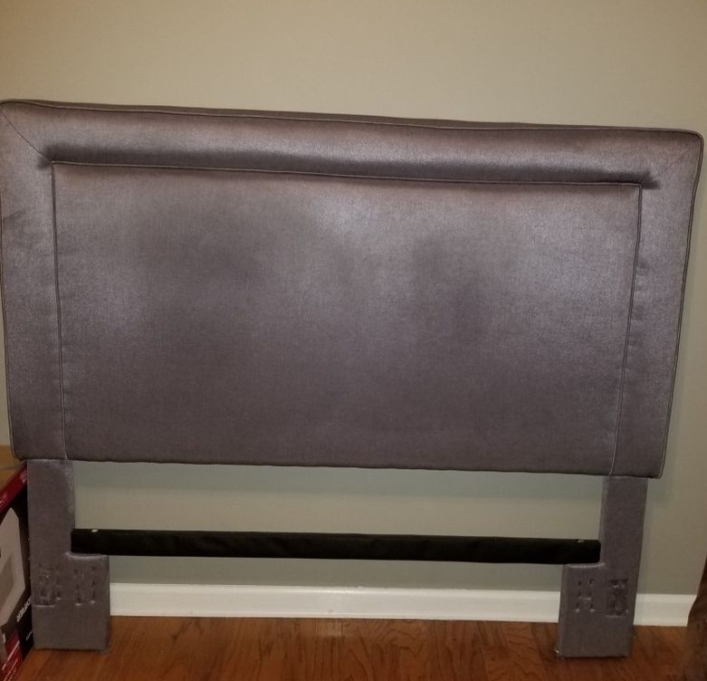 Grey Queen Headboard With Iron Frame