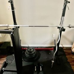 Combo Bench / Squat Racks/ Flat Bench Set With Weights 