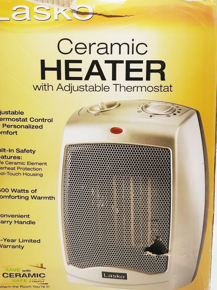 Lasko ceramic heater with adjustable thermostat