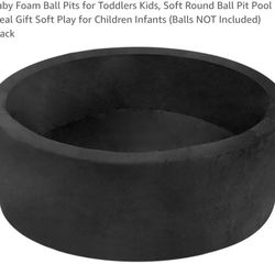 Baby Ball Pit 35.4 " Soft Round Memory Foam Ball Pits NOT Included Balls Indoor Outdoor Playpen for Babies Toddlers Kids Great Gift ， Black