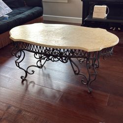 Stone And Wrought Iron  Coffee Table