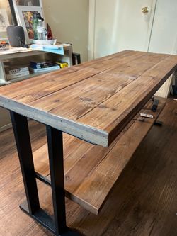 Rustic Wood Dining Table with Bench