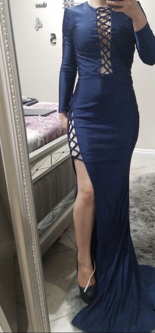 Long prom/party navy blue dress