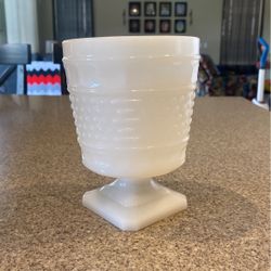 Vintage Napco 5.25" Hobnail  Footed Dish White Milk Glass 