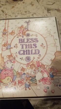 Vintage Bless This Child Baby Book Photo Scrapbook Album Mice Mouse Vintage CR Gibson