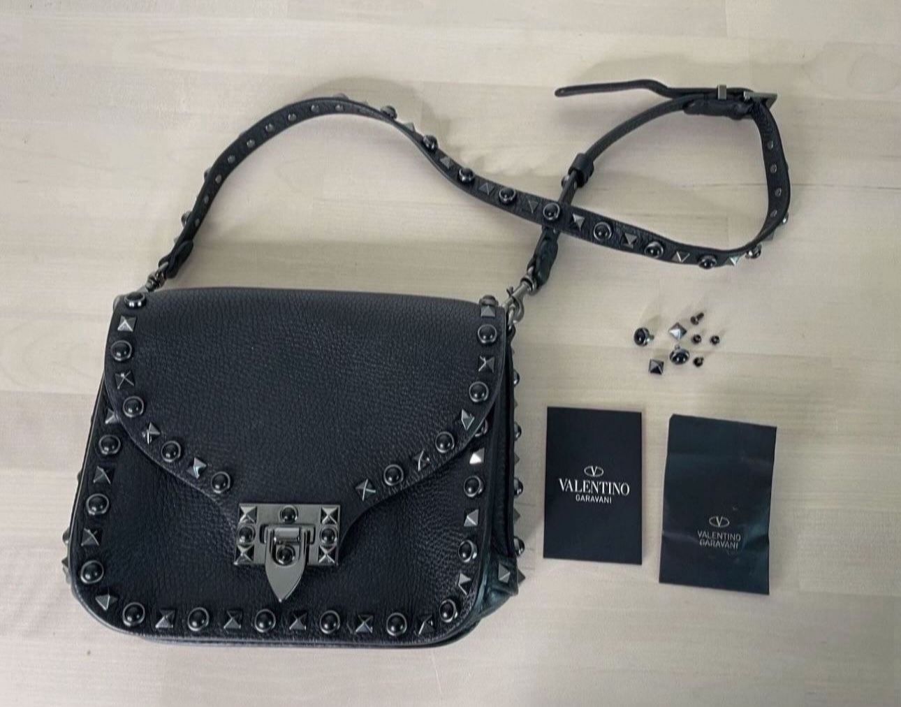Authentic Valentino ROCKSTUD ROLLING NOIR CROSS BODY BAG