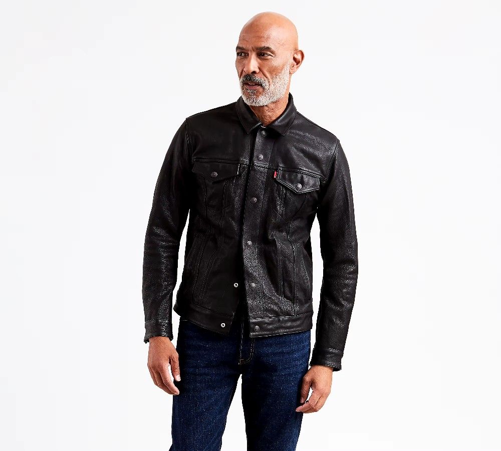 Levi's Leather Trucker Jacket Black Size M