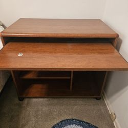 Computer Desk: Solid Wood, Rolling Shelves & Wheels
