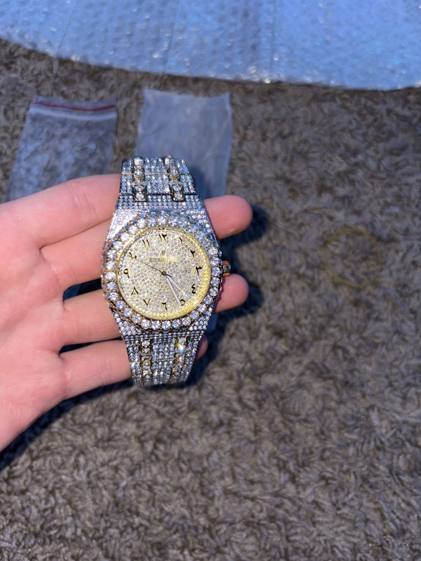 Golden AP moissanite watch fits all sizes