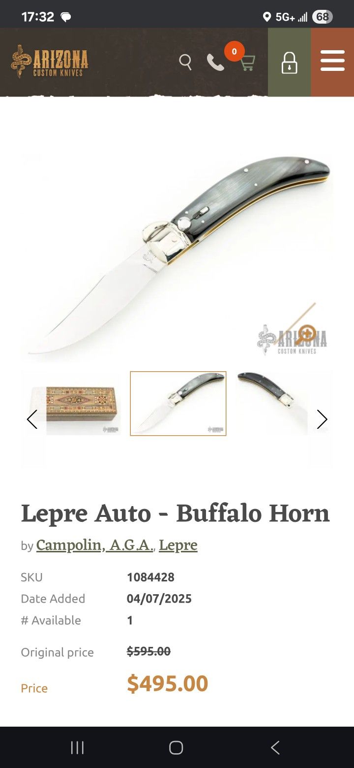 Italian Lepre Buffalo Horn Knife