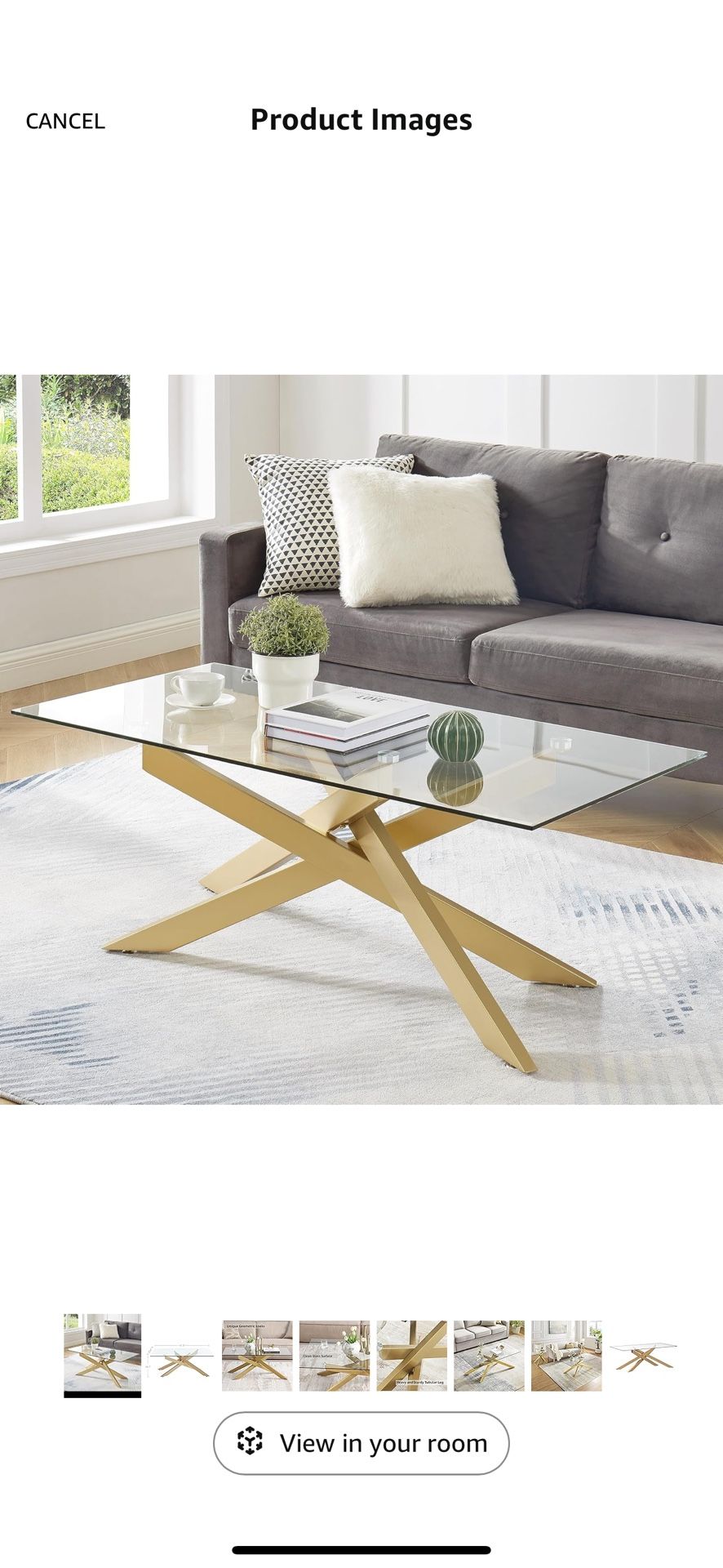 Stylish Glass Table With Golden Legs 