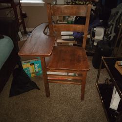 Old Wooden School Desk/Chair
