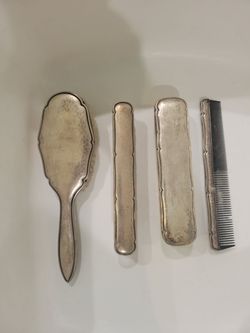 4 piece antique 80% silver brushes and comb grooming set