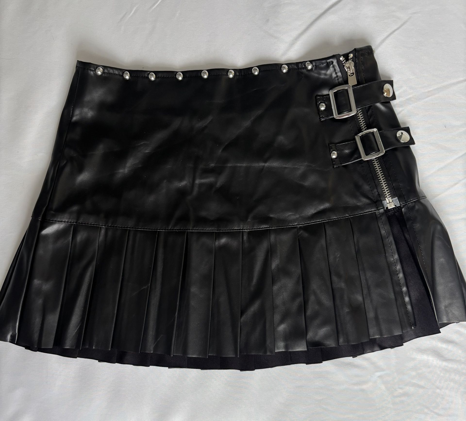 black leather-type miniskirt