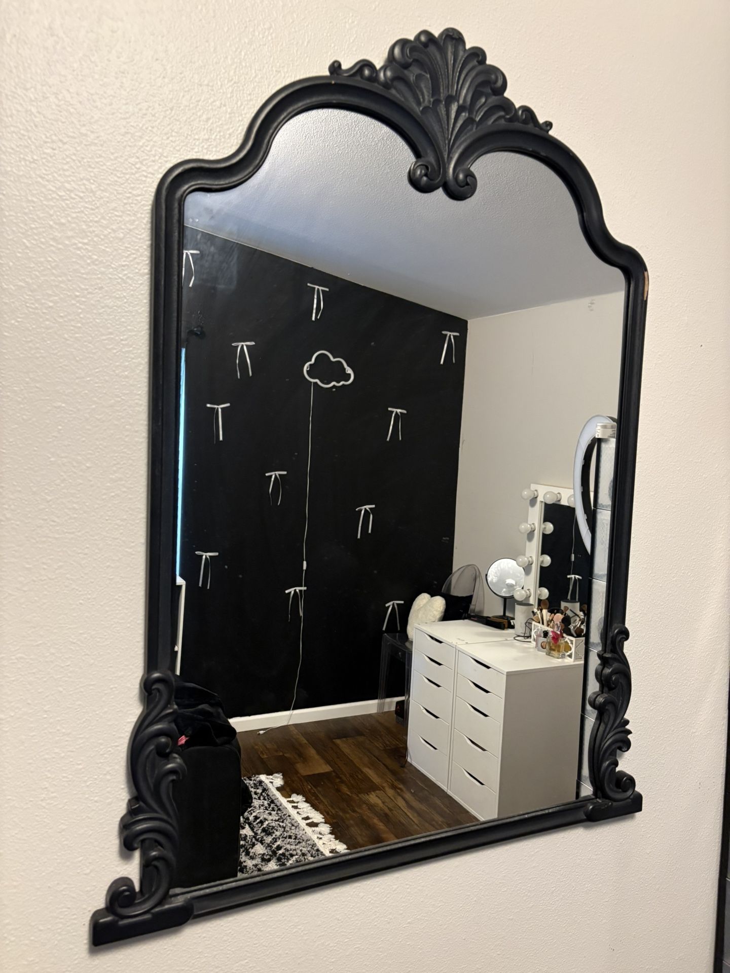 black trim arched mirror