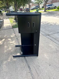 Black Computer Desk with Storage Cabinet