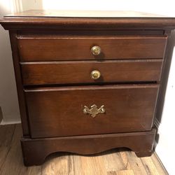 Wooden Night Stand With Drawers