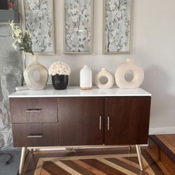 Media Console Table With Drawers And Shelves 