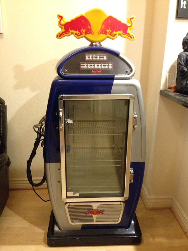 Red Bull Gas Pump Fridge Cooler Refrigerator RARE