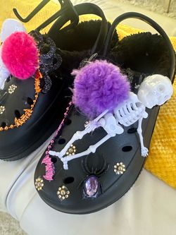 Black  with Halloween Jibbitz Charms