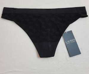 Lauren Ralph Lauren Black Logo Jacquard Thong Small NWT