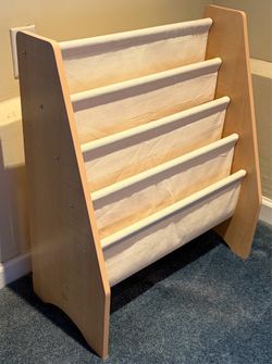 Wood/Canvass Bookshelf for Kids