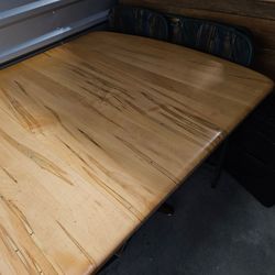 Solid Wood Dining Table seats 10 comfortably - 14 with leaves