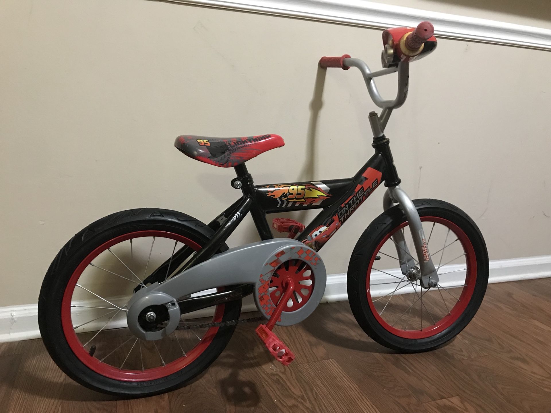 Disney Pixar Lightning McQueen 12” Boys Red Bike with Sounds by Huffy