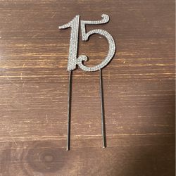 Firefly Imports Number 15 Metal Crystal Cake Topper, 10-1/4-Inch