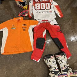 Mike Alessi Autographed Race Worn Helmet, Goggles, Crew Shirt, Jersey, And Boots