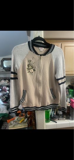 Mossimo Floral Embroidered Zip-Up Bomber Jacket