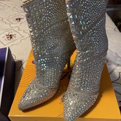 Fashion Rhinestone Boots 7.5