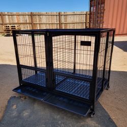 49” XL Heavy Duty Dog Cage, With Removable Divider;  Stackable Up To 2-Tiers; Foldable  (new) 📦