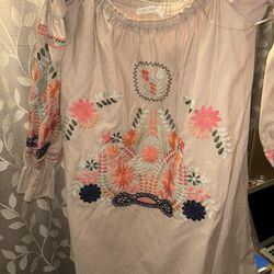 Beige Embroidery Dress