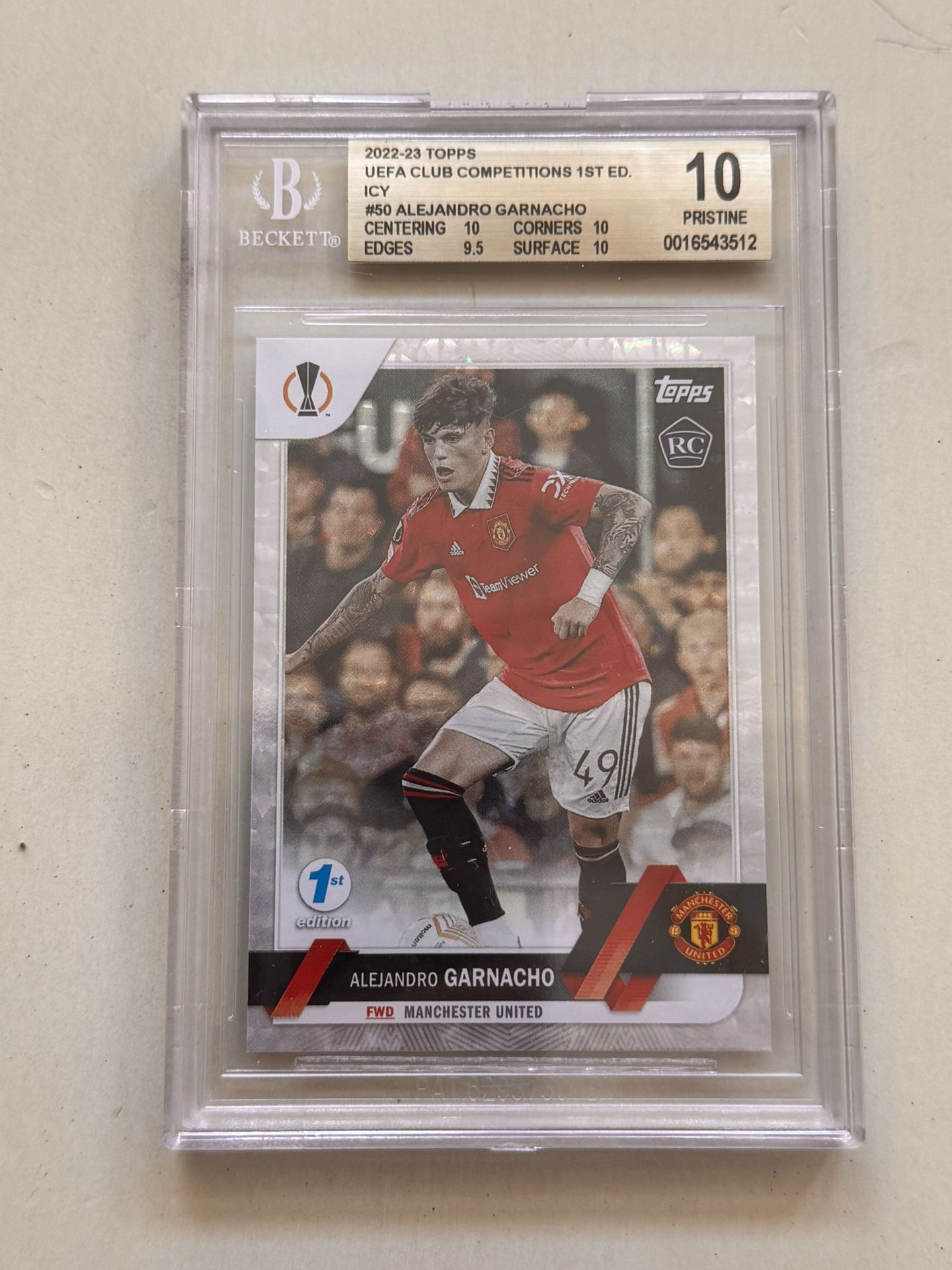 2022 Topps UEFA CC 1st Ed Alejandro Garnacho Icy Foil #50 BGS 10 Pristine