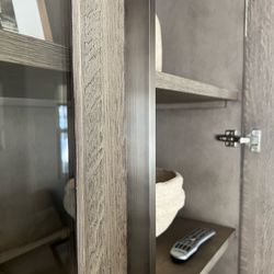 Restoration Hardware Reclaimed Oak Glass Double-Door Display Cabinet — Pair Available