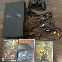 Playstation 2 Fat Console Bundle With cords, controller and 3 games