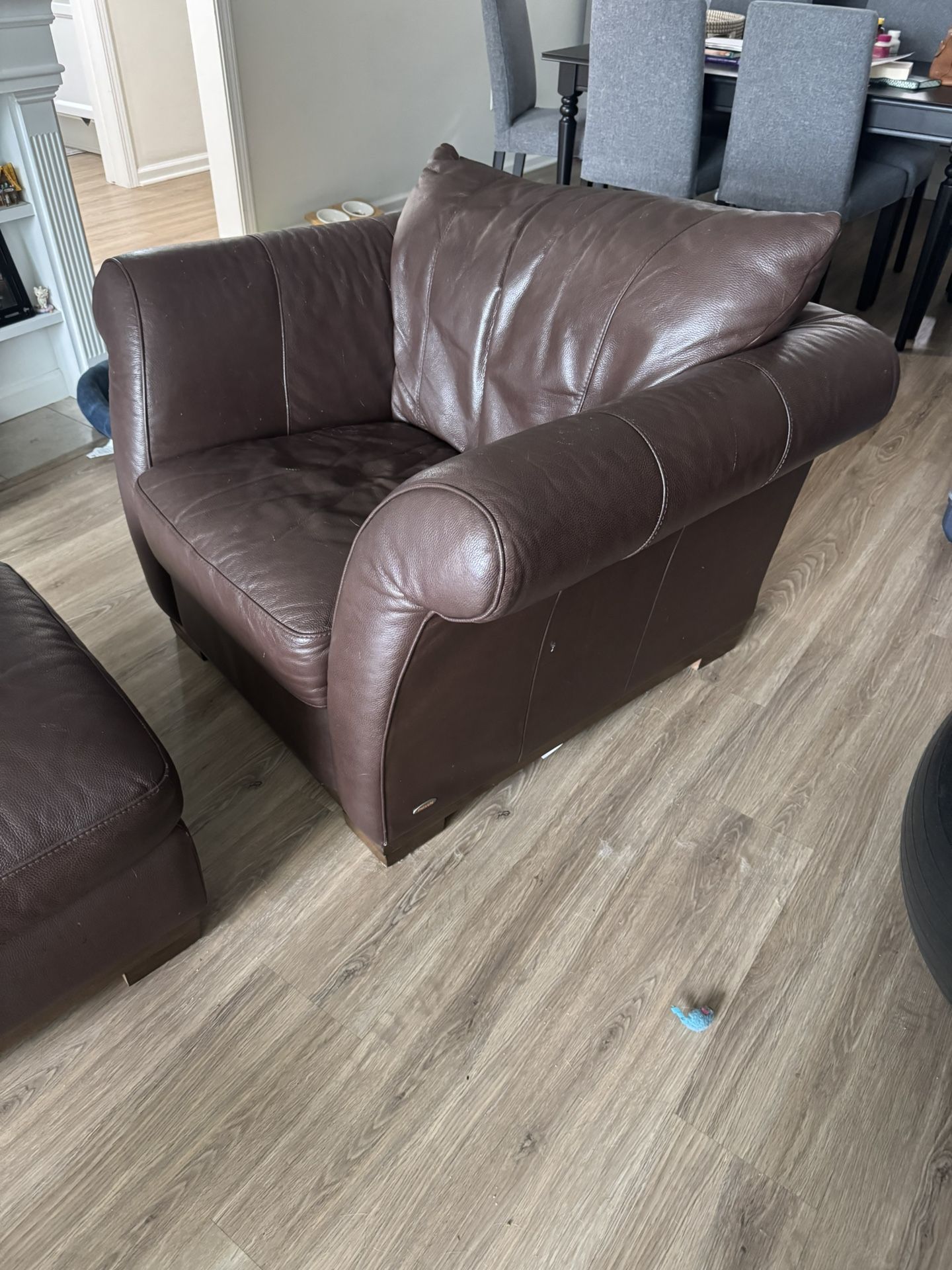 Brown leather chair and Ottoman 
