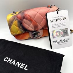 AUTHENTIC CHANEL Flower Power Flap Bag Quilted Lambskin Mini (Multi) *RARE FIND *VINTAGE COLLECTIBLE