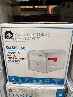 BRAND NEW IN BOX Shop Architectural Mailboxes Oasis 360 White, Large, Steel, Locking Parcel Mailbox with 2-Access Doors